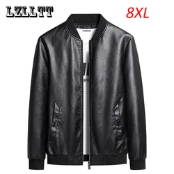 Primavera autunno uomo moto Casual giacca in pelle Mens Faux PU Jacket uomo Biker Vintage Fashion Jacket cappotti uomo Plus Size 8XL