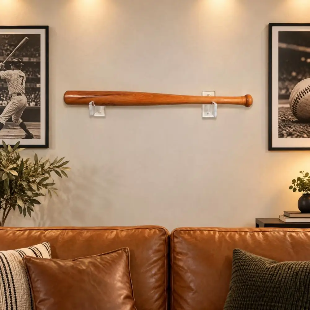 Baseball Bat Display Case 2pcs Acrylic Baseball Bat Display Stands Wall Mount Holders with Soft Lining Space-saving for Storage