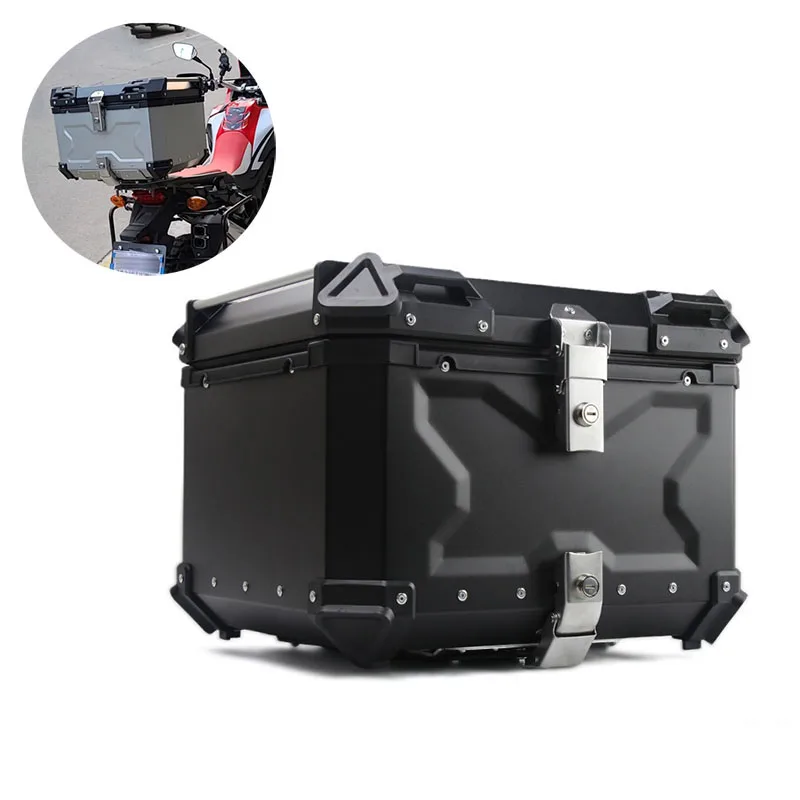 45L 55L Motorcycle Top Box Aluminium Alloy Motorcycle Trunk Helmet Box Waterproof Motorbike Tail Box Luggage Storage Cases