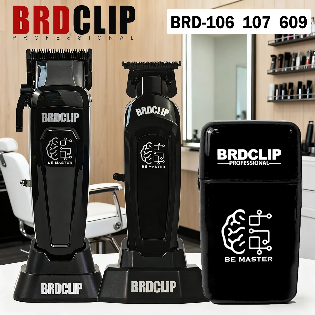 

Профессиональный парикмахерский комплект BRDCLIP 106 107 609 FA1R Машинка для стрижки волос 7500 об/мин Триммер для волос DLC Лезвие 8000 об/мин с базой Бритва 8000 об/мин