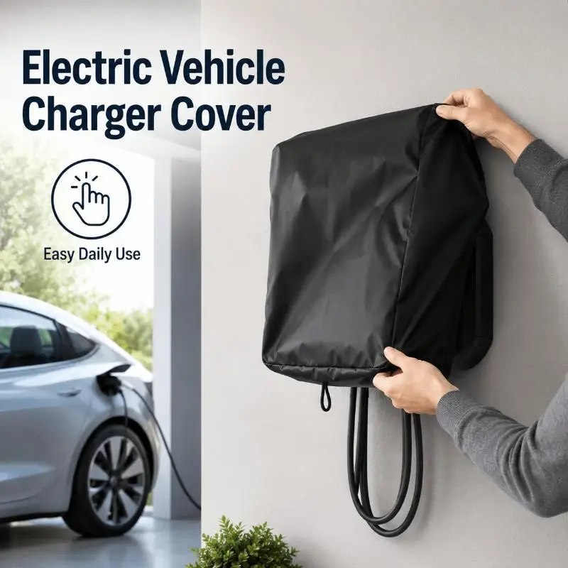 【MO2】Waterproof Drawstring Bottom EV Charging Post Protective Cover For Electric Vehicle Charger Only Protective Sleeve 1PC{M}