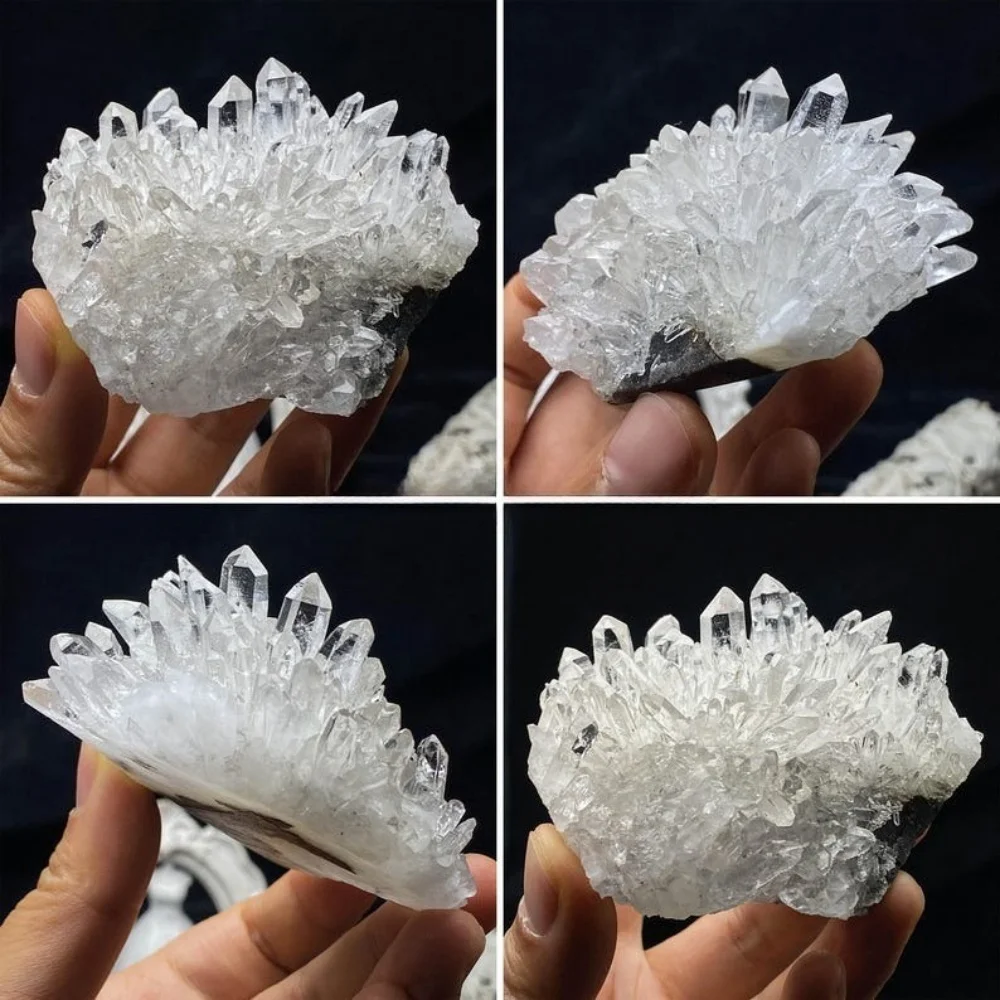 Grappe de cristal de chrysanthème clair naturel, spécimen de pierre de guérison, cadeau de collection, amplificateur d'énergie, méditation, décor à Quartz