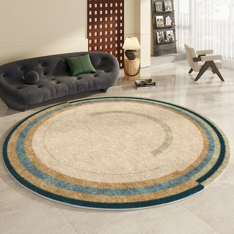 Round Bohemian Living Room Carpets Soft Comfortable Easy Care Bedroom Bedside Rugs Sofa Coffee Table Carpet Striped Balcony Rug