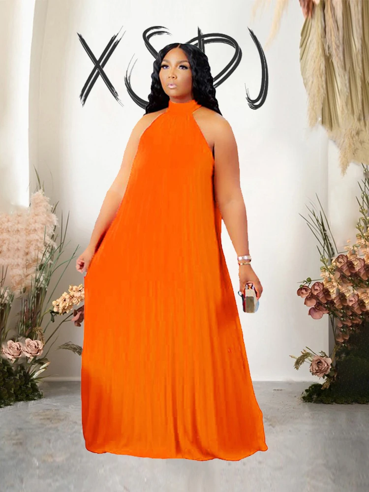 Chiffon Maxi kleid Frauen Sommer ärmellose elegante Kleider langes Neck holder Kleid lose plus Größe Großhandel Drops hipping