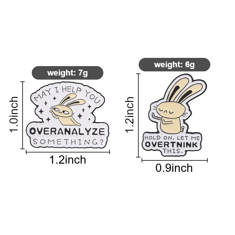 Hold On Let Me Overthink This Rabbit Enamel Pin Cute Anxious Bunny May I Help You Overanalyze Something Brooch Bag Clothes Badge