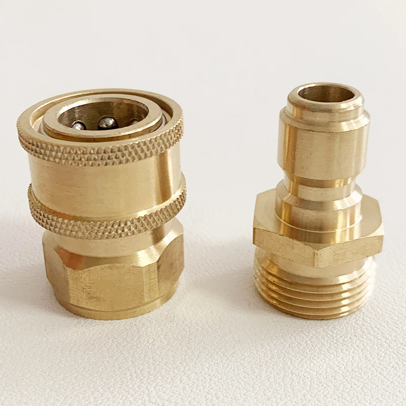 Brass High Pressure Washer Quick Disconnect Adaptor Set M22 14/15mm to 1/4' 3/8' Hose Coupler Fitting for Pressure Washers