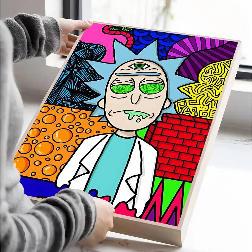 ملصق R-Rick And M-Morty الكلاسيكي المقاوم للماء ملصق ورقي لديكور جدران غرفة القهوة والبار #2