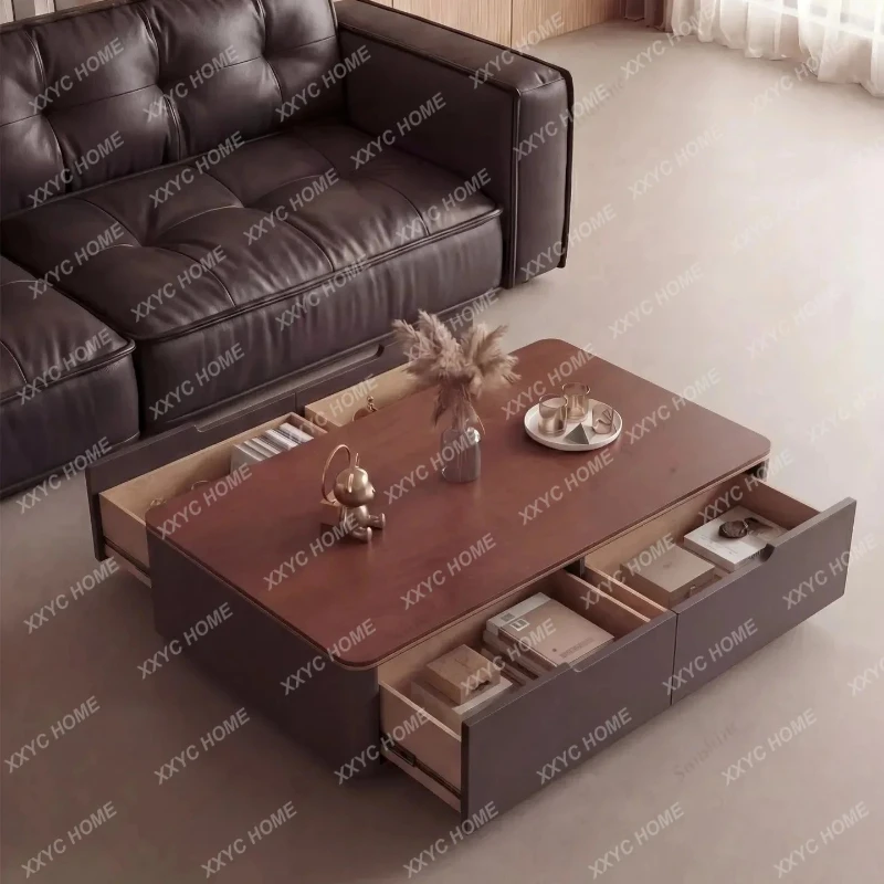 

LLiving room household floor solid wood coffee table small apartment high-end minimalist coffee table