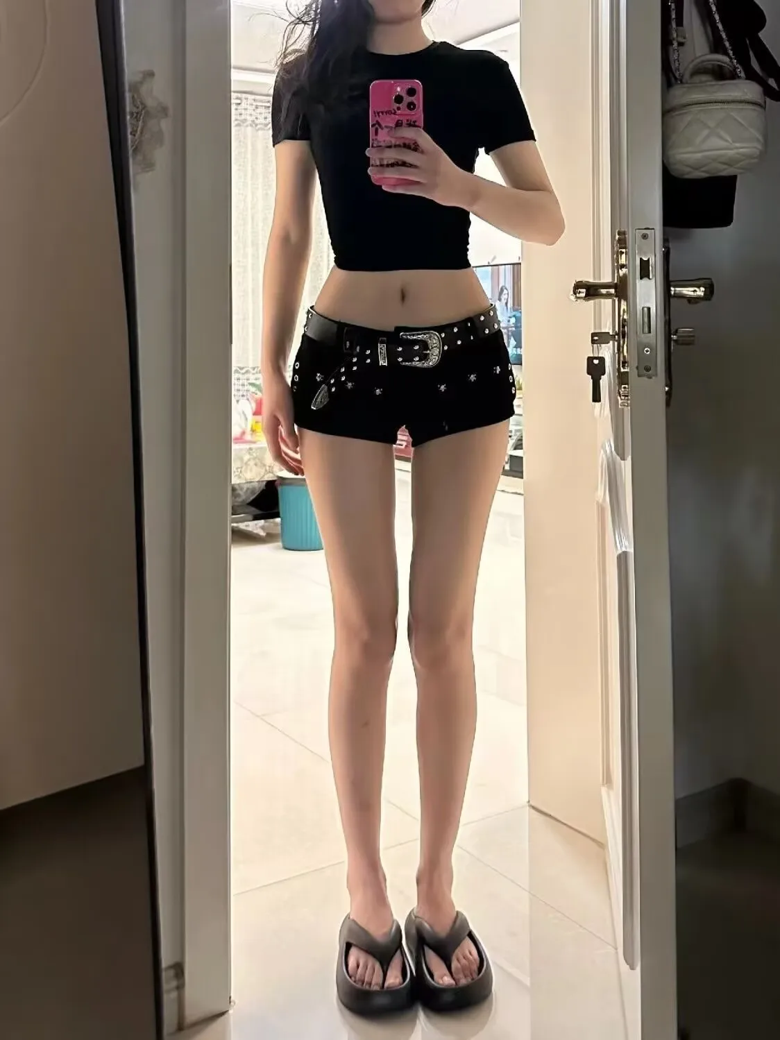 برشام الدنيم السراويل النسائية 2025 جديد الصيف Y2K الساخن الفتيات الورك التفاف السراويل الساخنة الإناث منخفضة الخصر الأسود الدنيم السراويل القصيرة #6