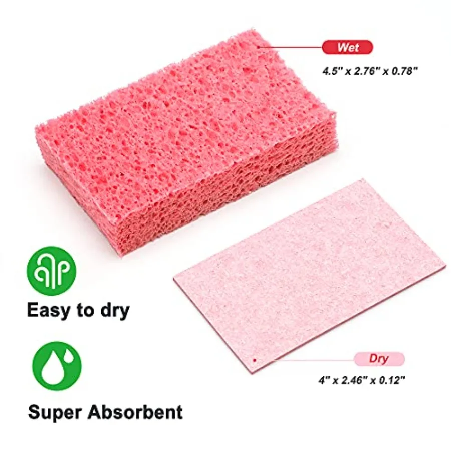 Cellulose SpongesHeavy Duty Scrub Kitchen Sponge Clean Tough Messes Without Scratching Sponges Kitchen Pop Up Eco Sponges DIY 6