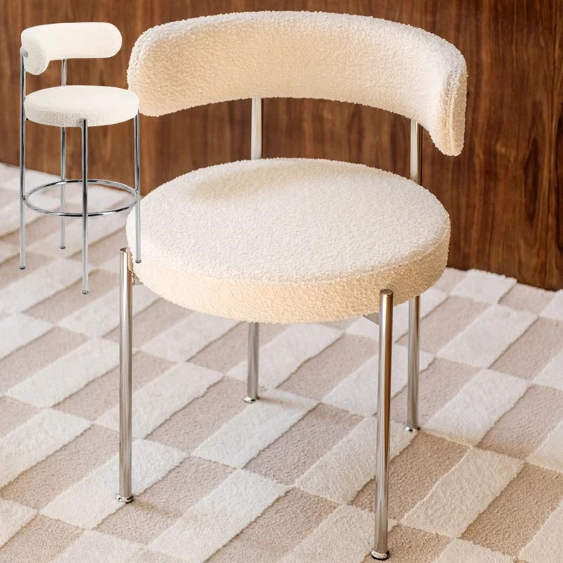 

Nordic light luxury stainless steel dining chair home designer simple modern cafe homestay fabric back chair