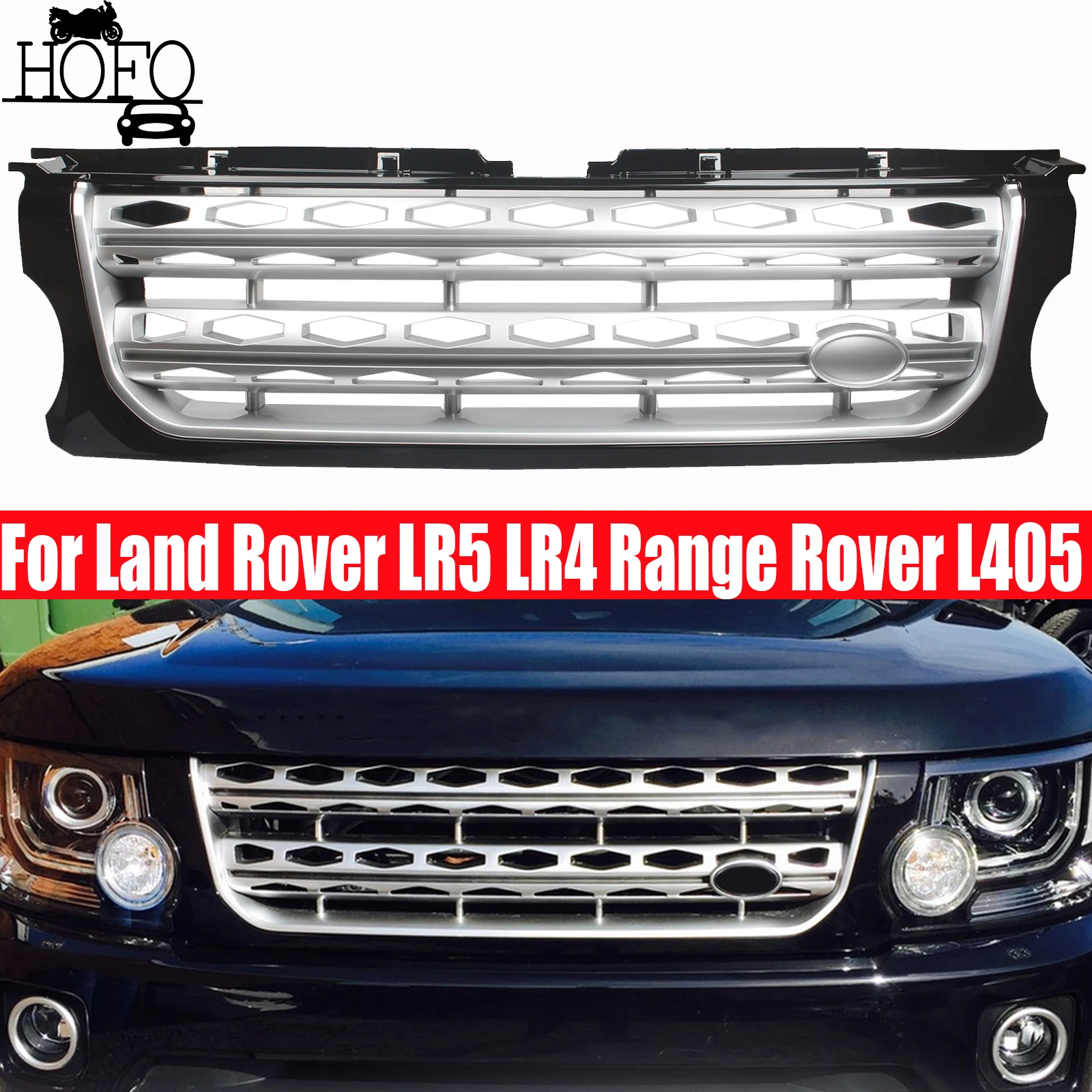 

For Land Rover Discovery 4 LR4 2014-2016 2015 SILVER Black Front Grille Mesh Cover Front Bumper Racing Grill Car