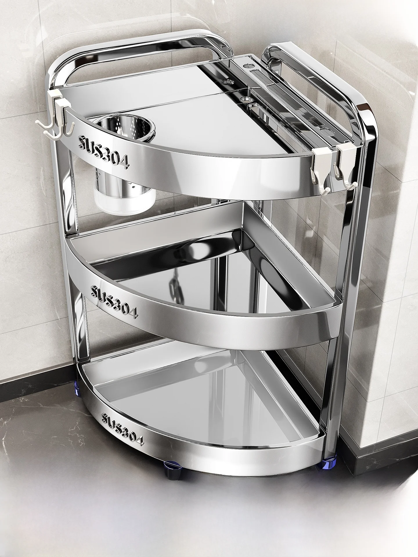 

Кухонная угловая полка для специй из нержавеющей стали 304, многофункциональная, легко моется, не требует монтажа, в скандинавском стиле