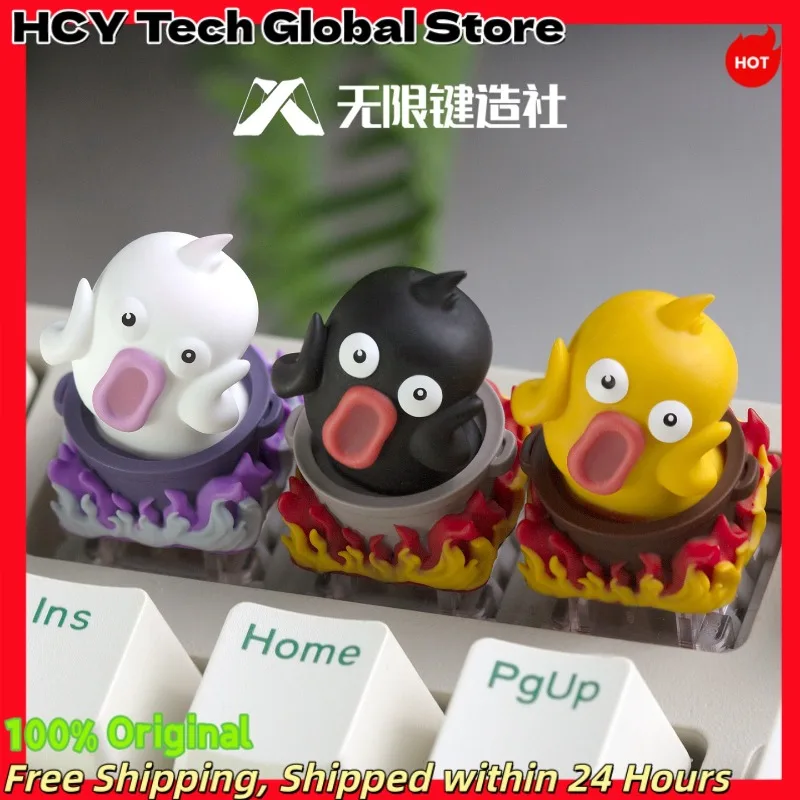 Hot Pot Duck Series Theme Keycaps Resin Mechanical Keyboard Cross Axis PC Gaming Keyboard Collect Gifts Custom Keycap Cute