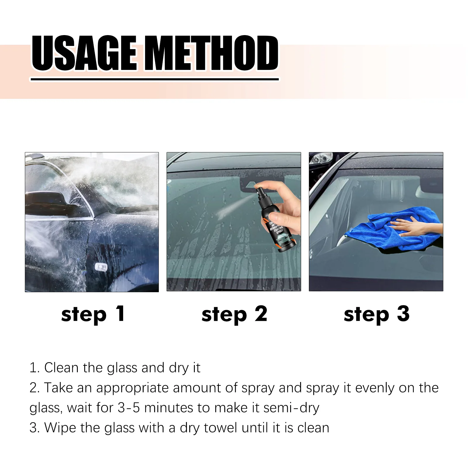 Automobile Windshield Spray Rearview Mirror Windshield Cleaning Stain Hydrophobic Water Repellent Antifogging Agent