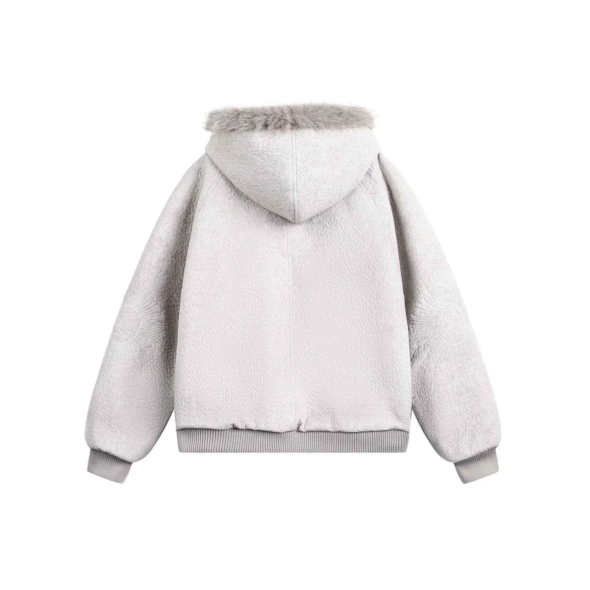 MWJLPWQ العصرية 2025 جديد الشتاء الفراء طوق الصوف سترة جلدية الرجال المتخصصة واحدة الصدر الملمس تصميم معطف القطن 21744 #6