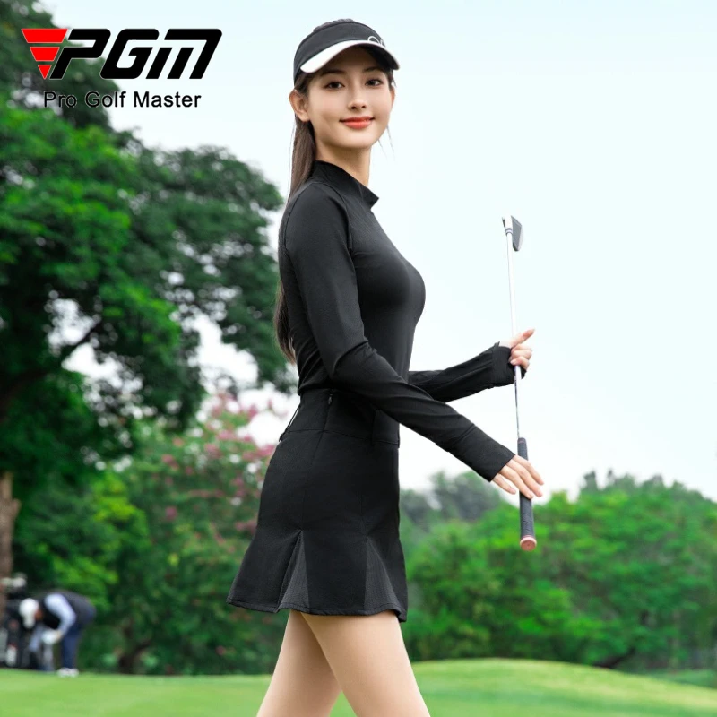 PGM Golf Women Long Sleeved T-shirt Spring  Summer Sun Protection High Neck Base Shirt Top YF783