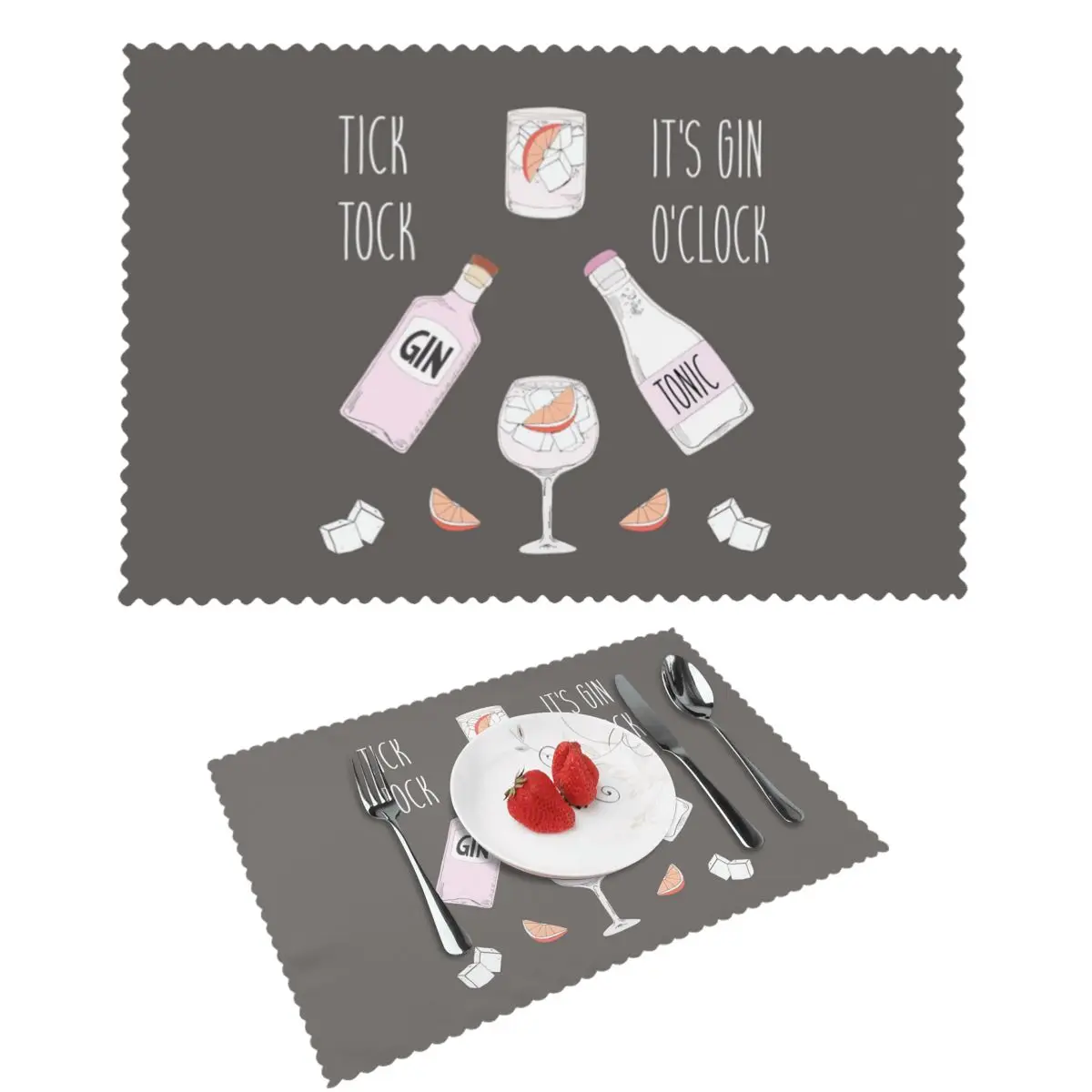 

Gin O'clock Gin Lover Gi Placemat Non-Slip Plate Mat For Dining Table Bowl Coaster Home Decor Super Absorbent Mats