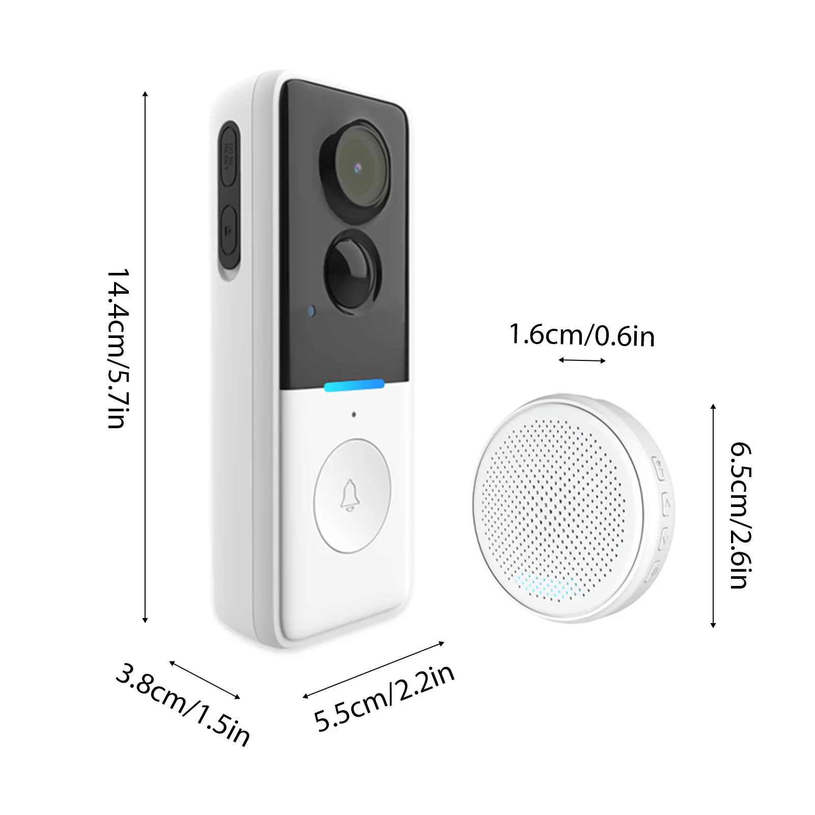 Smart Doorbell Door Camera TY App Control Infrared Night Viewing Rechargeable Video Intercom Doorbell Two-Way Intercom for Villa