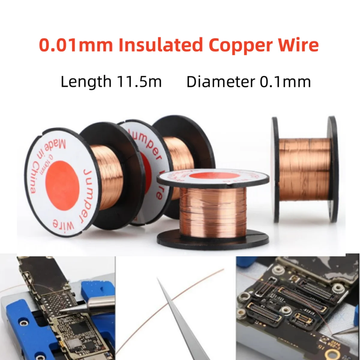 Cavo da 0.1mm filo di rame filo magnetico riparazione del telefono filo di bobina di avvolgimento in rame smaltato per la riparazione dell'impronta digitale della scheda madre del telefono