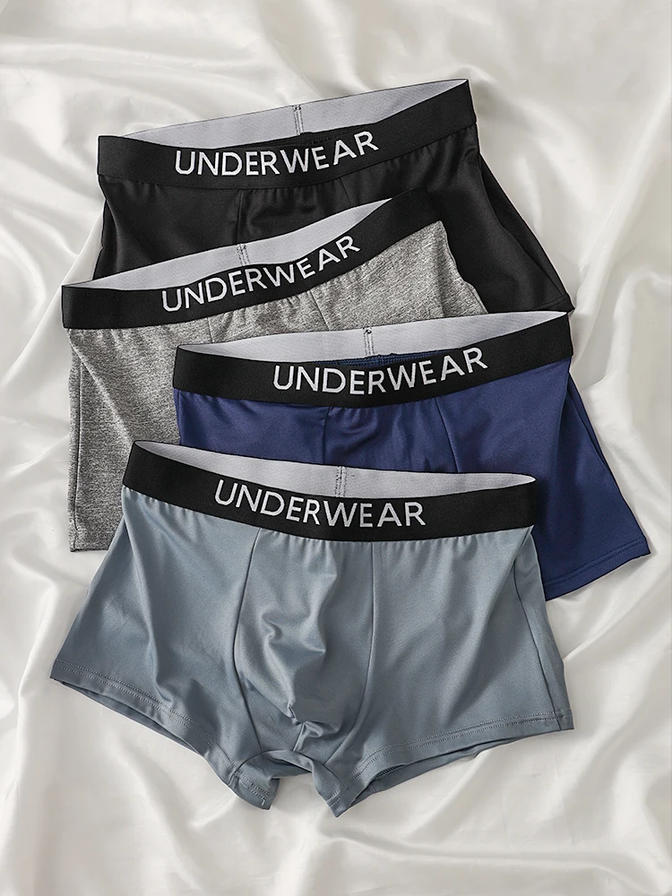4 Stück Herren-Boxershorts, weiche und bequeme, atmungsaktive Unterwäsche, lässige, trendige Jugend-Boxershorts
