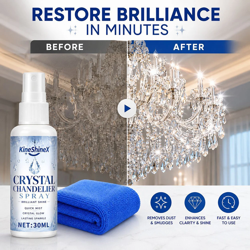 Professional Strength Crystals Cleaner Fast-acting, Dust-repelling Spray. Elegant Dining Room Chandelier