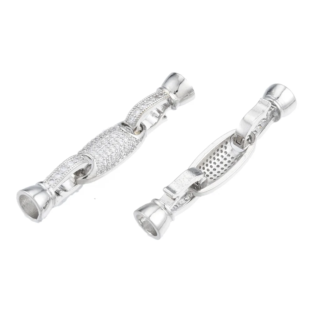 10Sets Messing Pave Clear Zirconia Vouw Sluitingen Voor Diy Armbanden Kettingen Sieraden End Connector Maken Accessoires