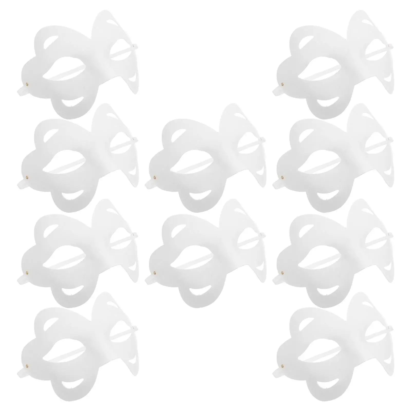 10 Pcs Hand Painted Mask Plain Half Form Craft DIY Animal Unpainted Blank Costume Cosplay Face