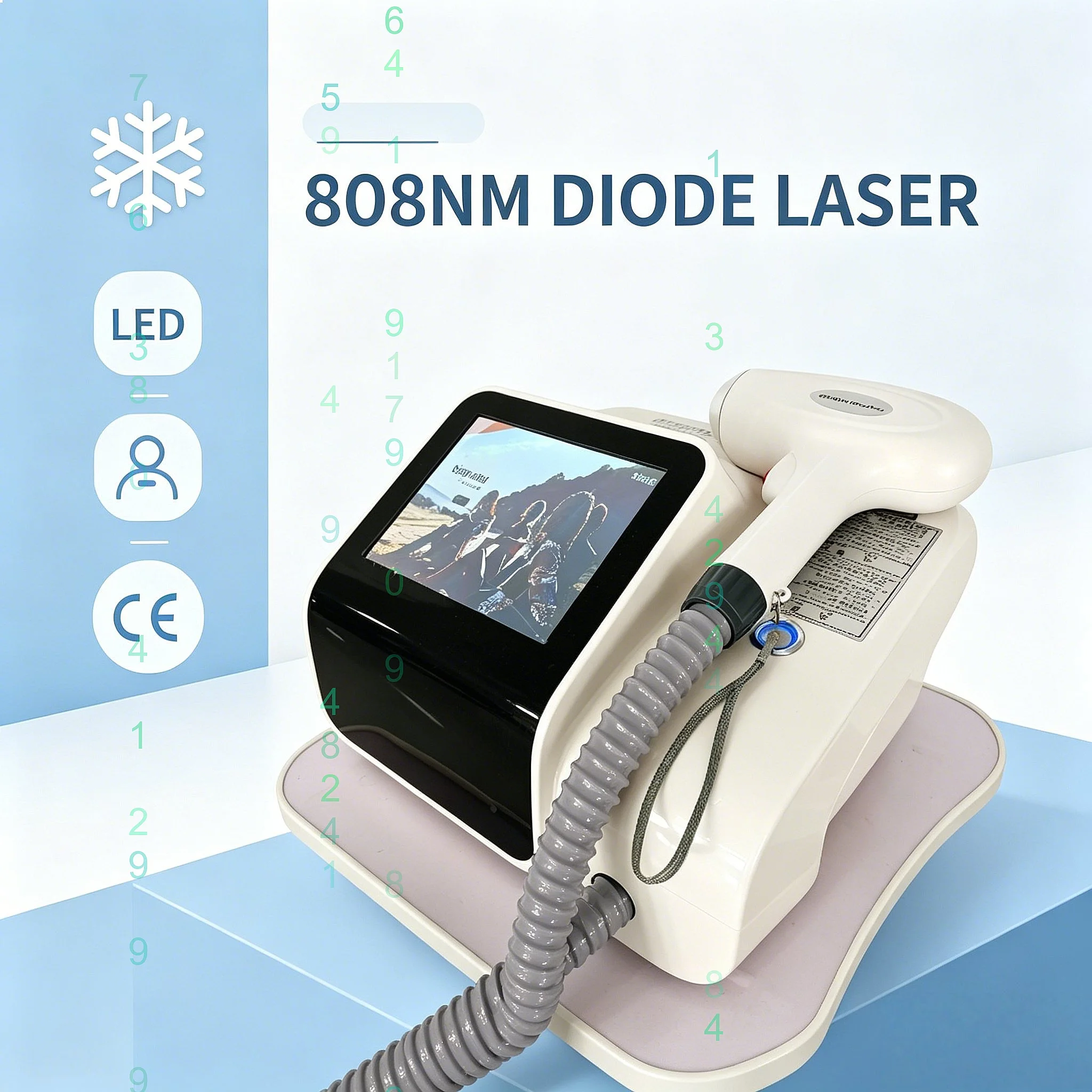 Mini Professional 808nm Diode Laser Hair Removal Device 4000W Painless Permanent Cooling Home Use