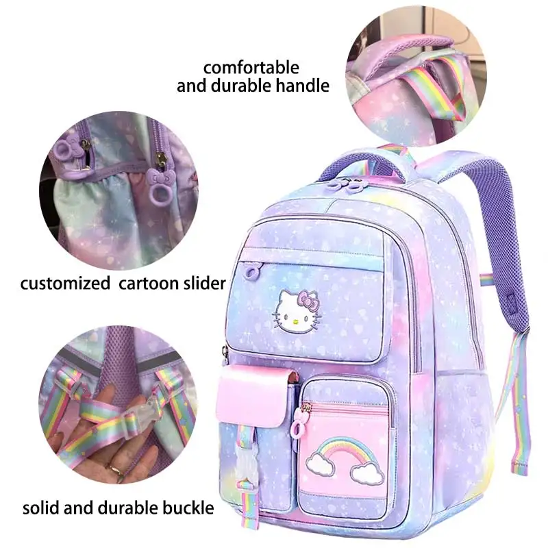 Hello Kitty backpack cute cartoon children\'s school bag small junior highschool girl large capacity load-reducing schoolbackpack