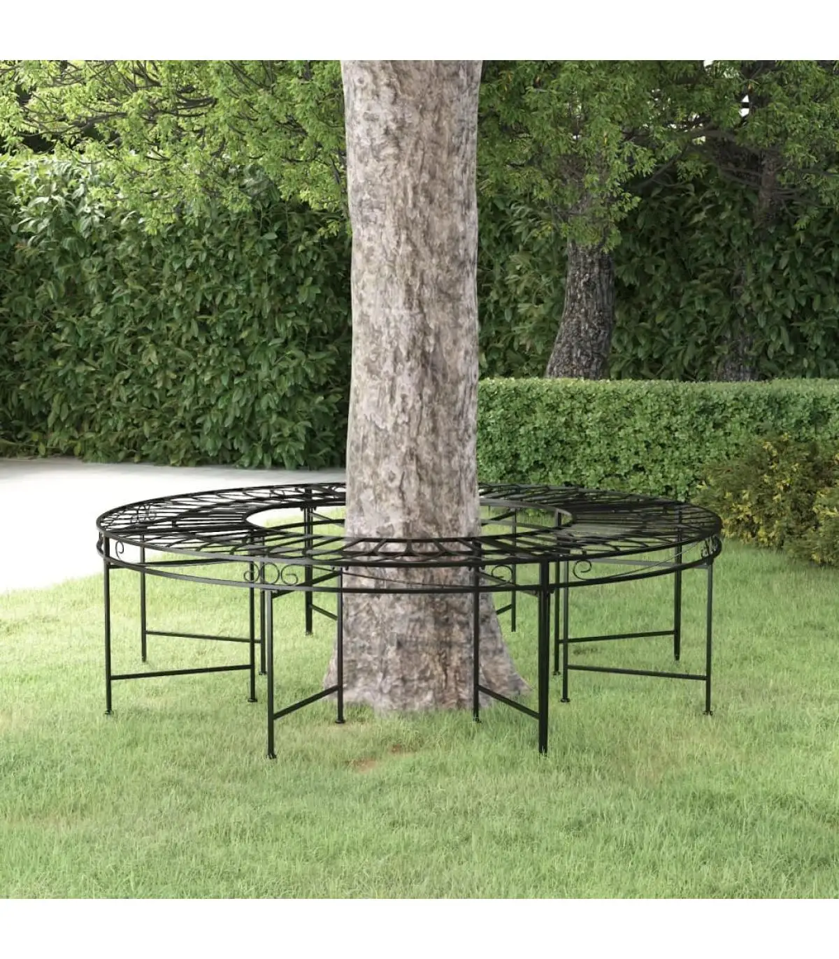 Garden benches black steel round garden bench 160 cm