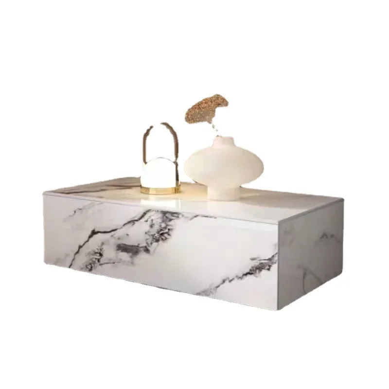 Full Stone Plate Bedside Table Simple Modern Designer Bedroom Storage Organizer Side Cabinet Storage Rack