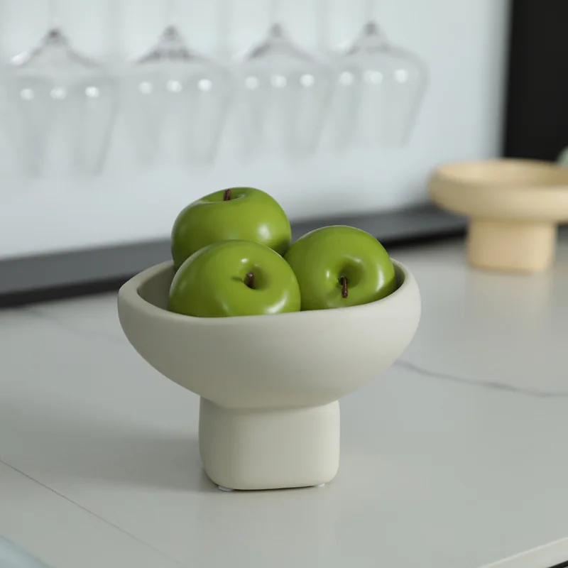 Hand-made Ceramic Fruit Plate Snack Plate Candy Tray Compote Desktop Storage Container Home Decoration Accessories