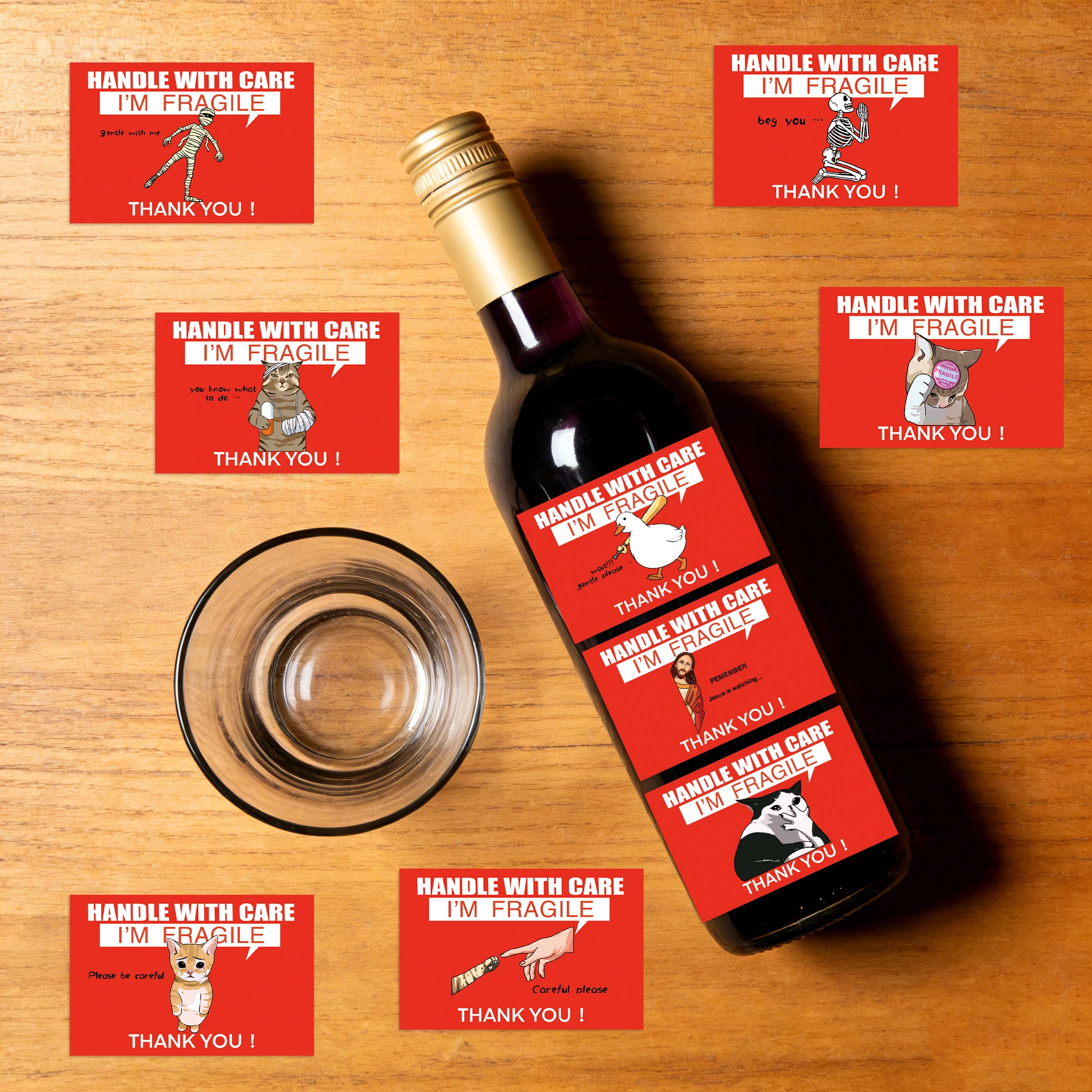 200Pcs Red Fragile Warning Stickers Large Size Handle with Care Do Not Drop Shipping Labels Packaging Moving Decoration Supplies view 3