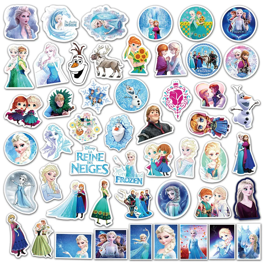 10/30/50/100pcs Disney Anime Frozen Cartoon Stickers Elsa Princess Decal Laptop Skateboard Luggage Waterproof Sticker Kids Toy