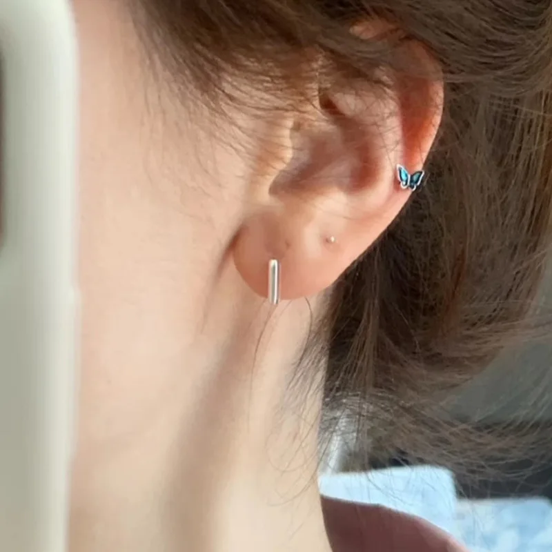 بسيطة 925 فضة لطيف رسالة D هوب أقراط للمرأة موضة ثقب المجوهرات Aretes De Mujer هدية حفلة