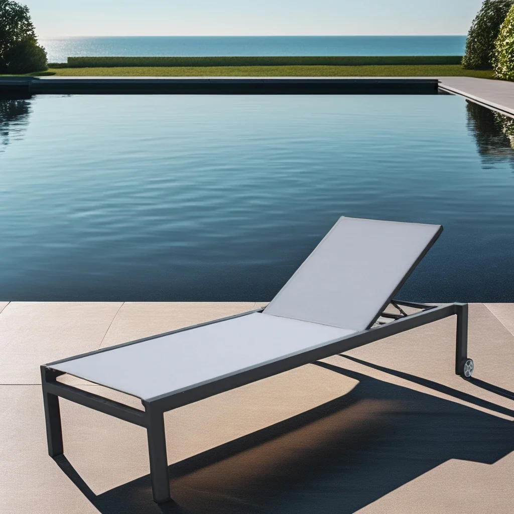 Lightweight Portable Sun Lounger Sling Metal Chaise Lounge Chairs Sun Sling Durable Beach Lounger Poolside Loungers