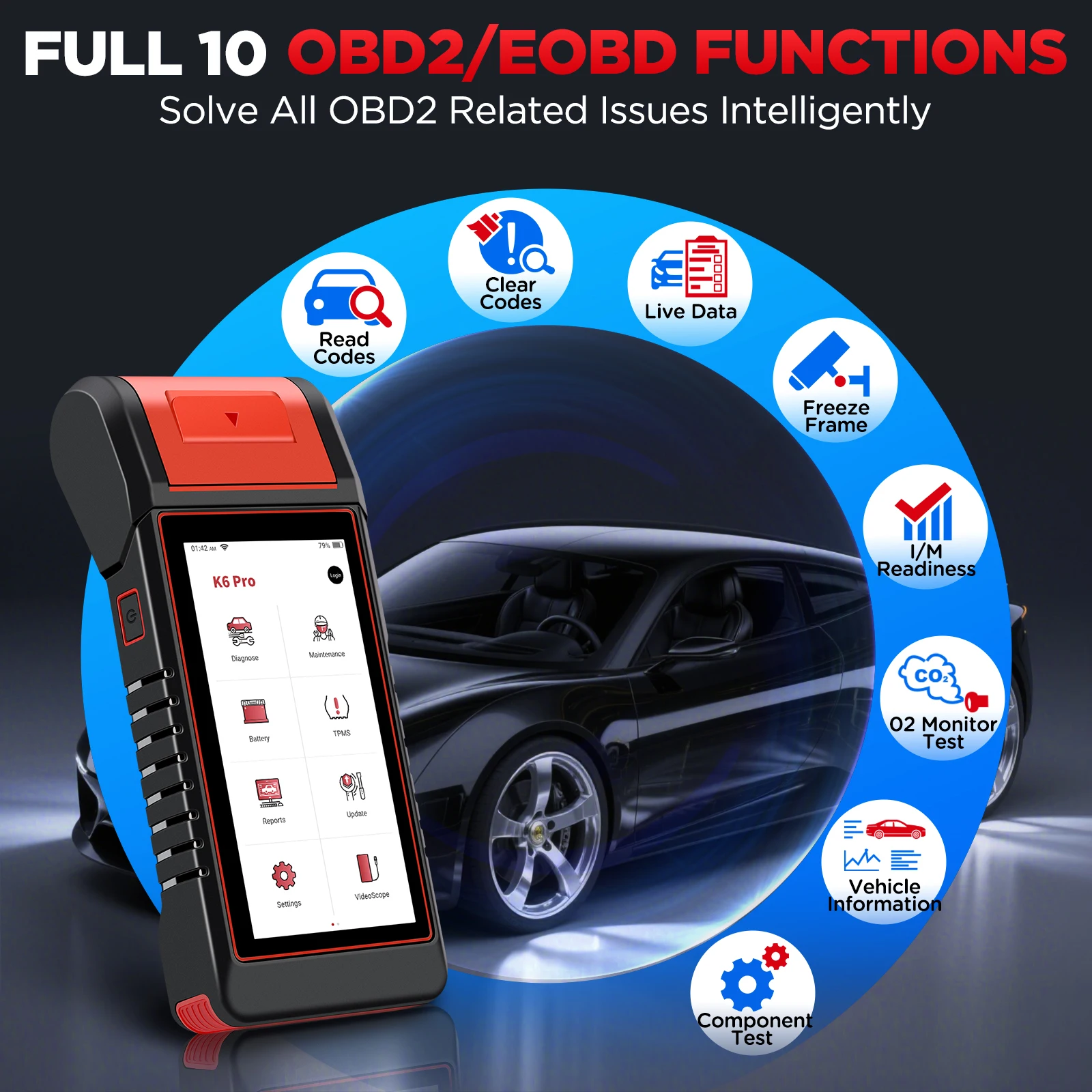 EU Warehouse Kingbolen K6 PRO Bidirectional Control Car Diagnostic Tool TPMS Programming ECU
