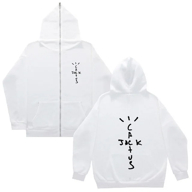 Y2K Men Women Hoodies Long Zipper Travis Scott Hip Hop Rapper Print High Street Casual Fleece Sweatshirts Comfortable S-3XL