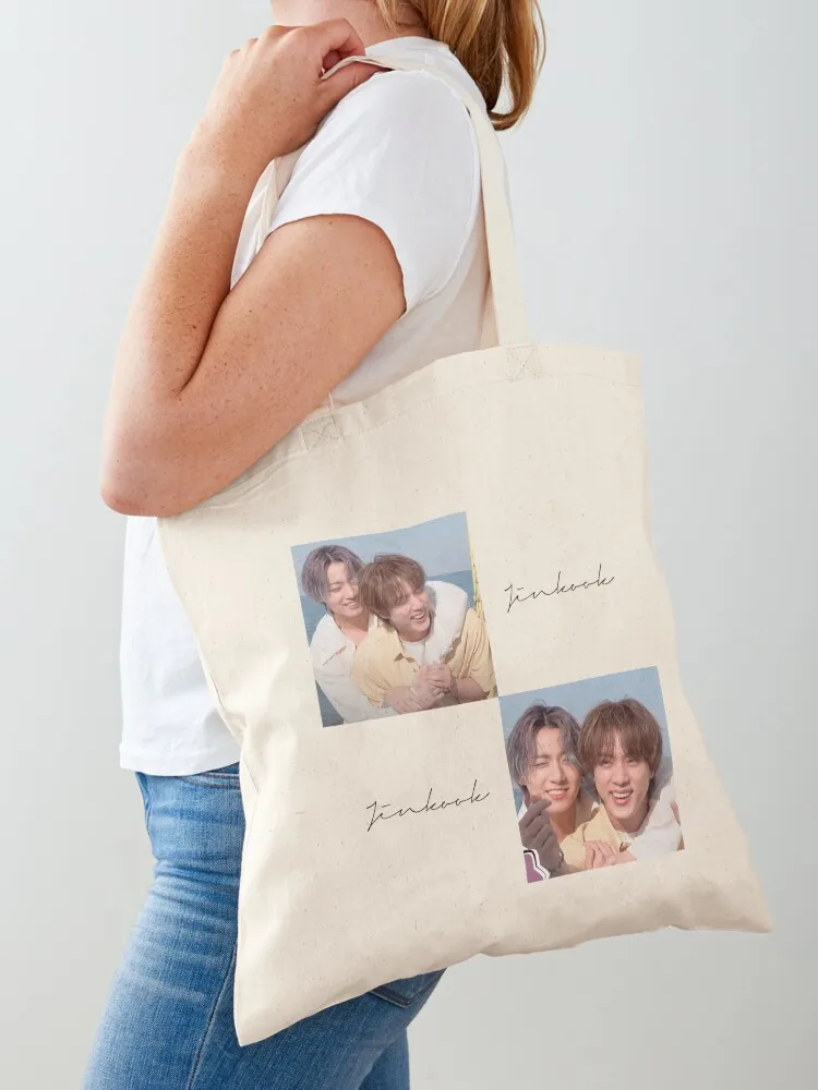 

Jinkook beach aesthetic Tote Bag personalized tote bag reusable grocery bags Women bags Handbags women