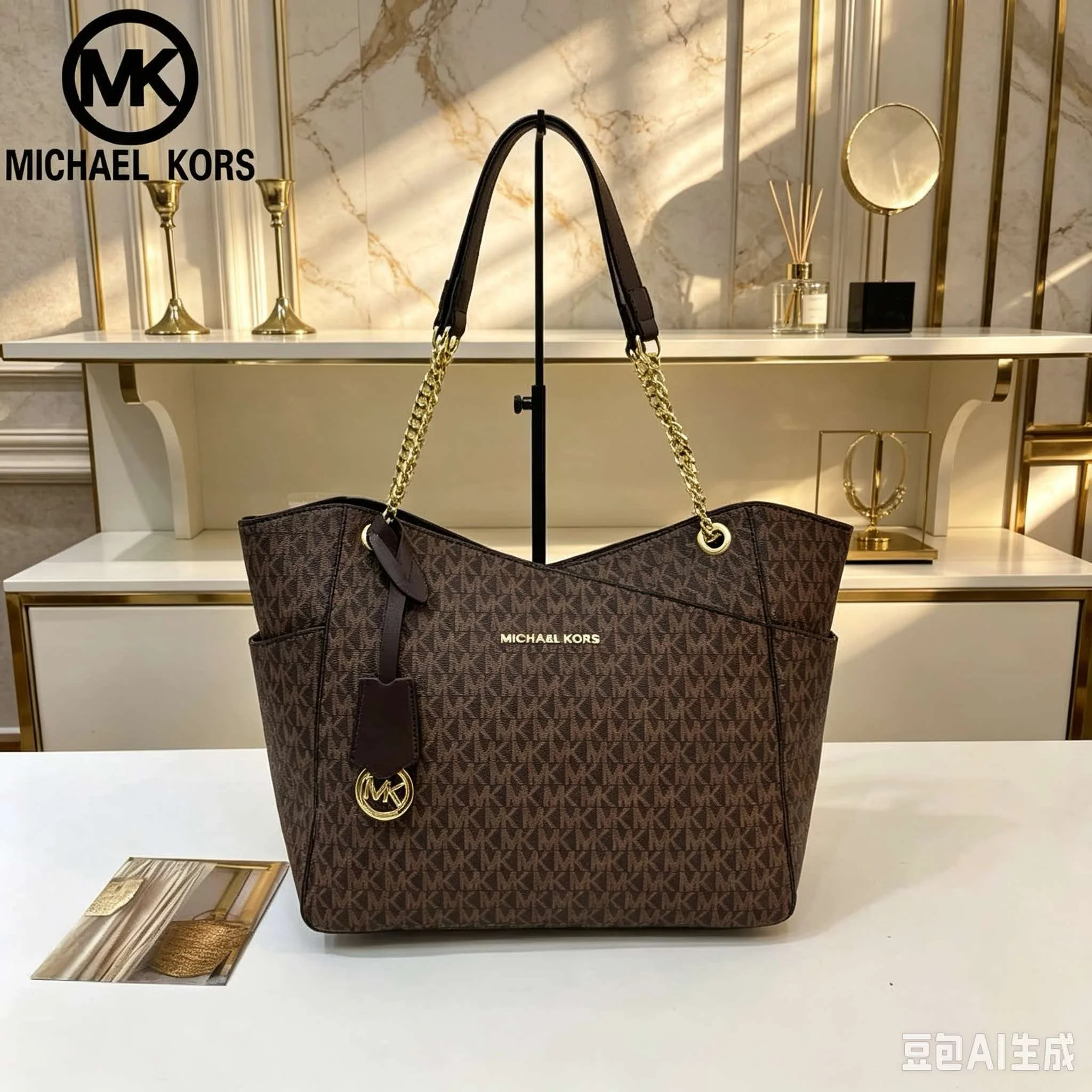 Brand New High-Quality 2026 Michael Kors Women's Casual Shoulder Bag, Handbag, Classic MK Large-Capacity Tote Bag