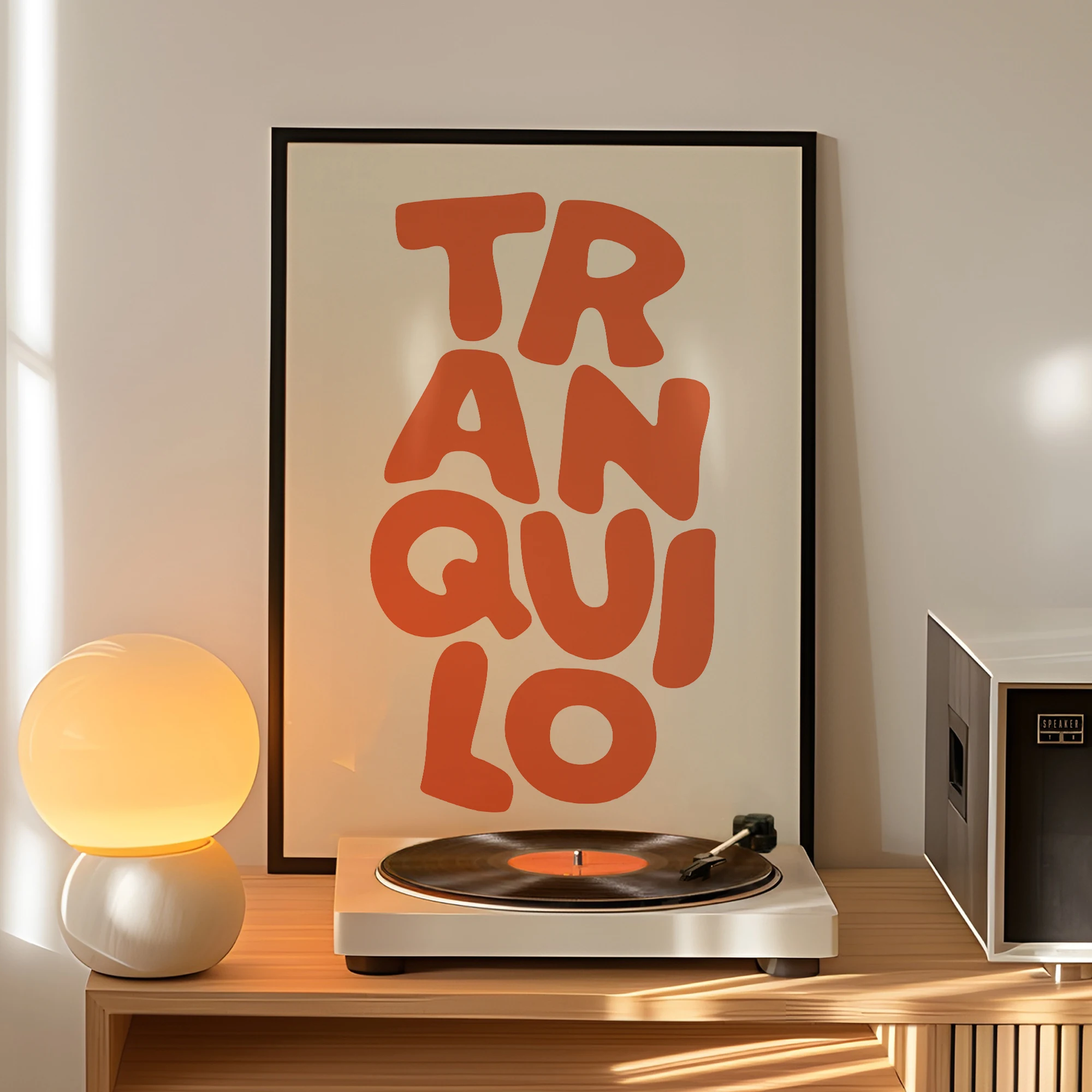 Boho Tranquilo Orange Cream Retro Typografie Wandkunstdruck Leinwandgemälde Poster Bild für Wohnzimmer, Schlafzimmer, Heimdekoration