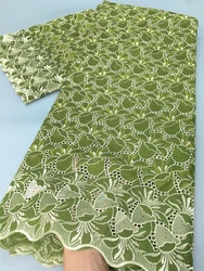 African Cotton Lace Fabric 5Yards Nigerian Swiss Voile Lace Fabric With Stones Elegant Dresses Material For Women Party TY4016