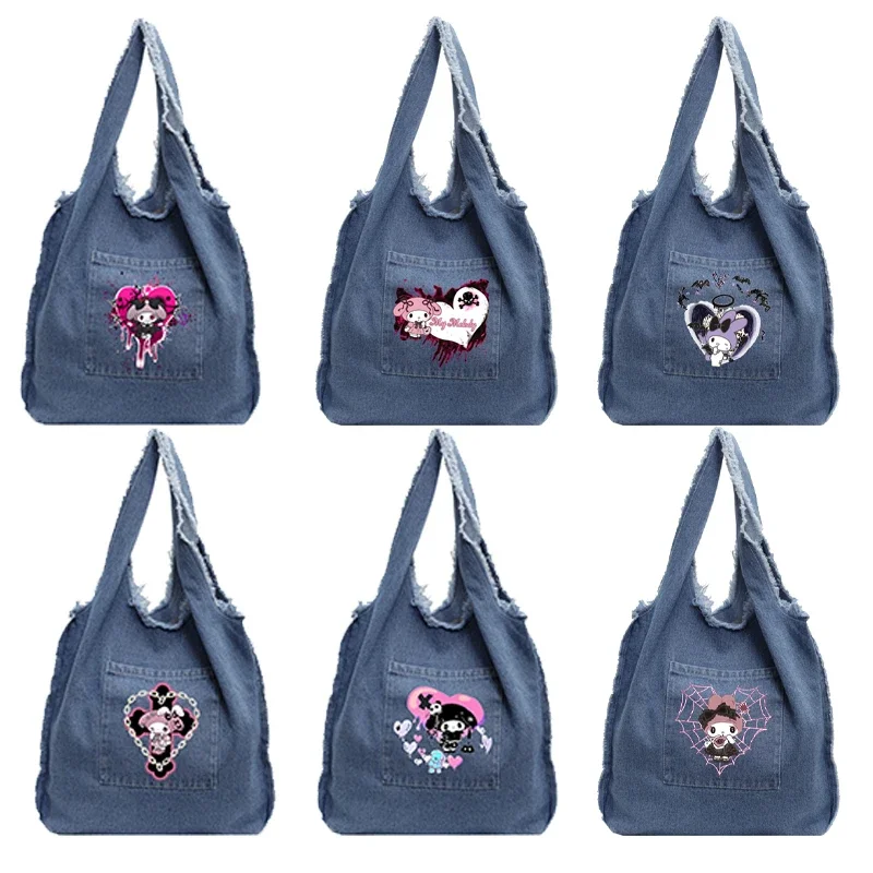 

My Melody New Cowboy Large Capacity Tote Bag Fashion Cartoon Shopping Art Shoulder Bags Cartoon Casual Y2K Style Handbags Gifts