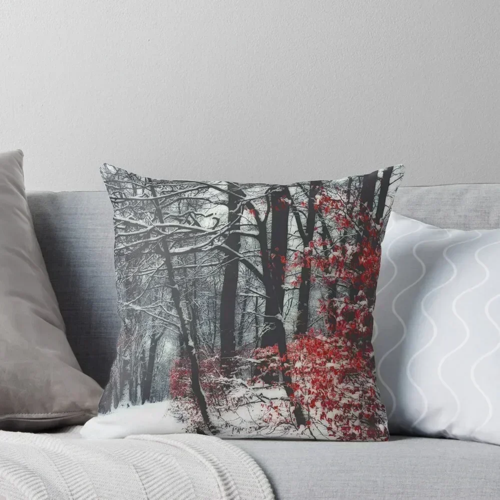 

Winter Day - Forest hike and trees covered in snow Throw Pillow pillowcases for sofa cushions christmas cushions covers pillow