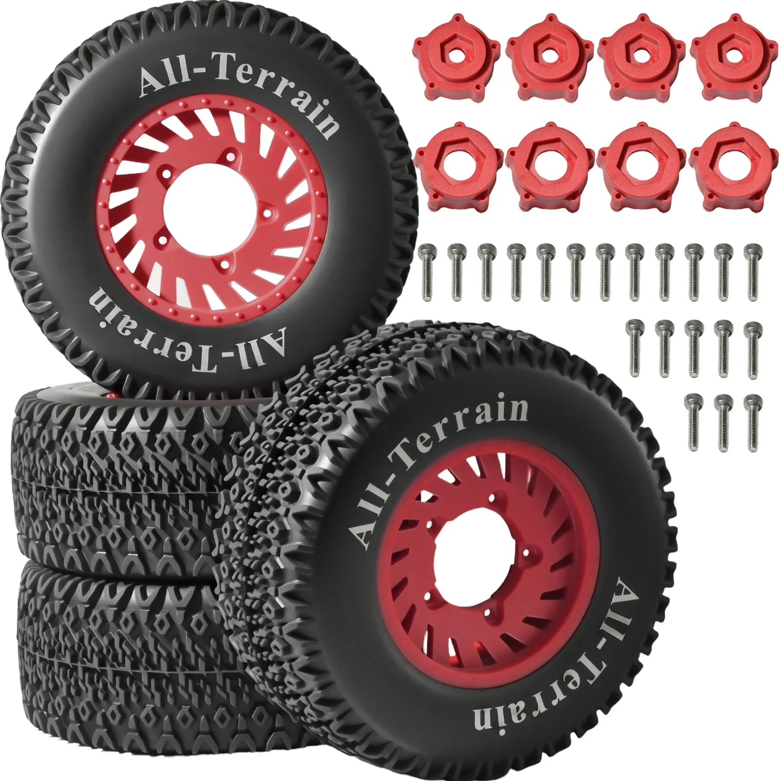 1/8 1/10 110mm ショートコース オフロード トラック タイヤ & ホイール セット、ARRMA Senton/Trxs Slash 用の 12mm/17mm 六角コネクタ付き