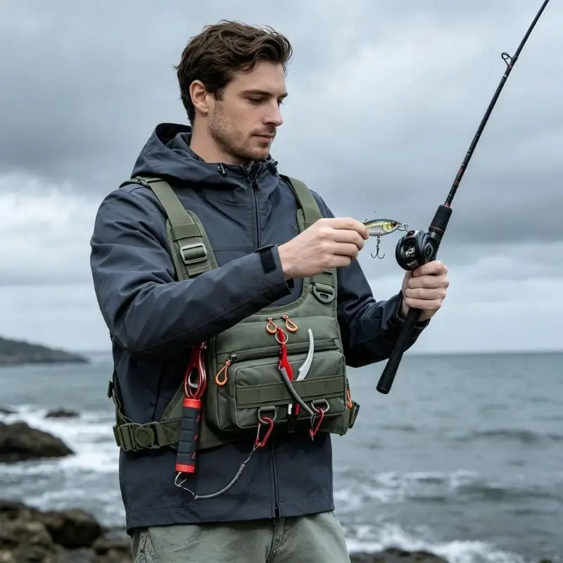 

Fishing Chest Bag Splashproof Outdoor Travel Sports Vest Bags Multiple Compartment Chest Pack for Men And Women 24BD