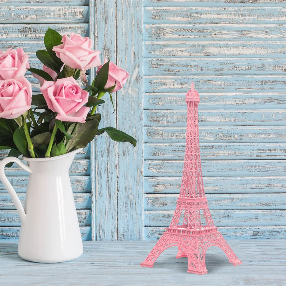 2 Pcs Eiffel Tower Ornaments French-inspired Decor Miniature Pink Party Favor Decorations Office