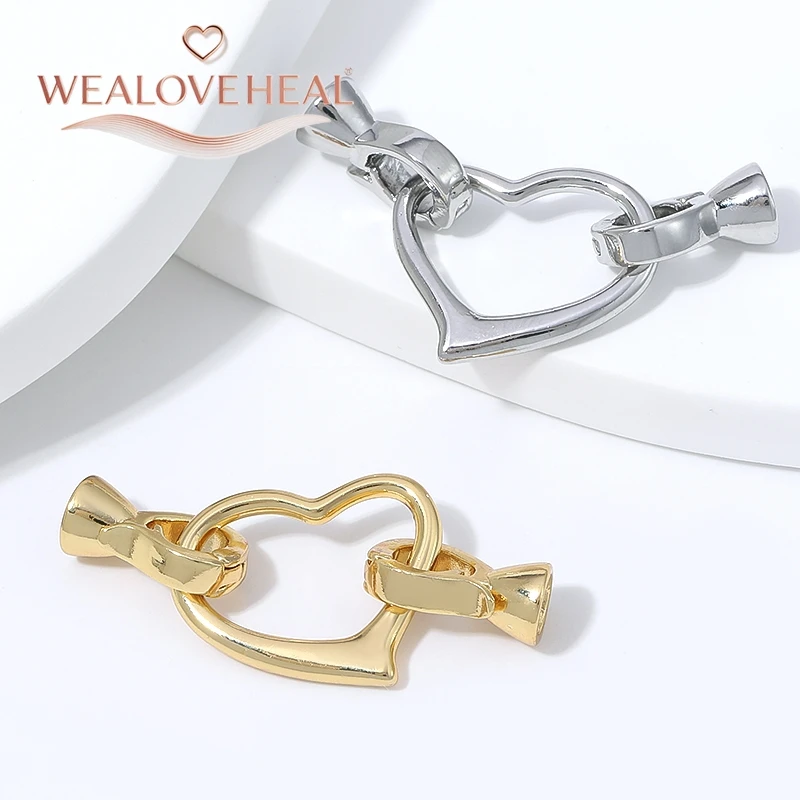 18K vergoldeter Messing-Herz-Perlenverschluss, Liebesverbinder mit Röhrenenden für DIY-Armband- und Halsketten-Schmuckherstellungszubehör – Detail 18