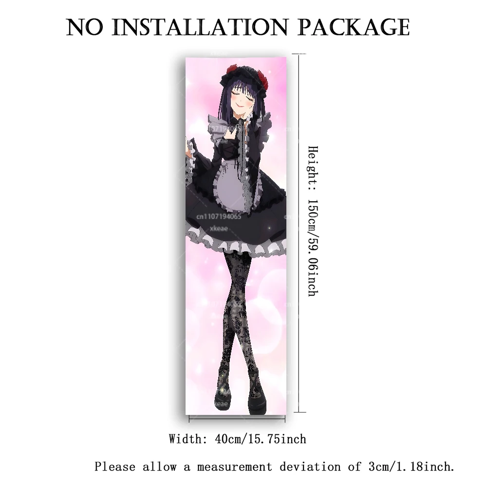 Anime Gothic Maid Vertical Tapestry, Cute Black Lolita Wall Hanging for Bedroom Dorm Decor, Kawaii Otaku Gift